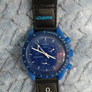 Omega Dark Blue Chronograph swach Watch